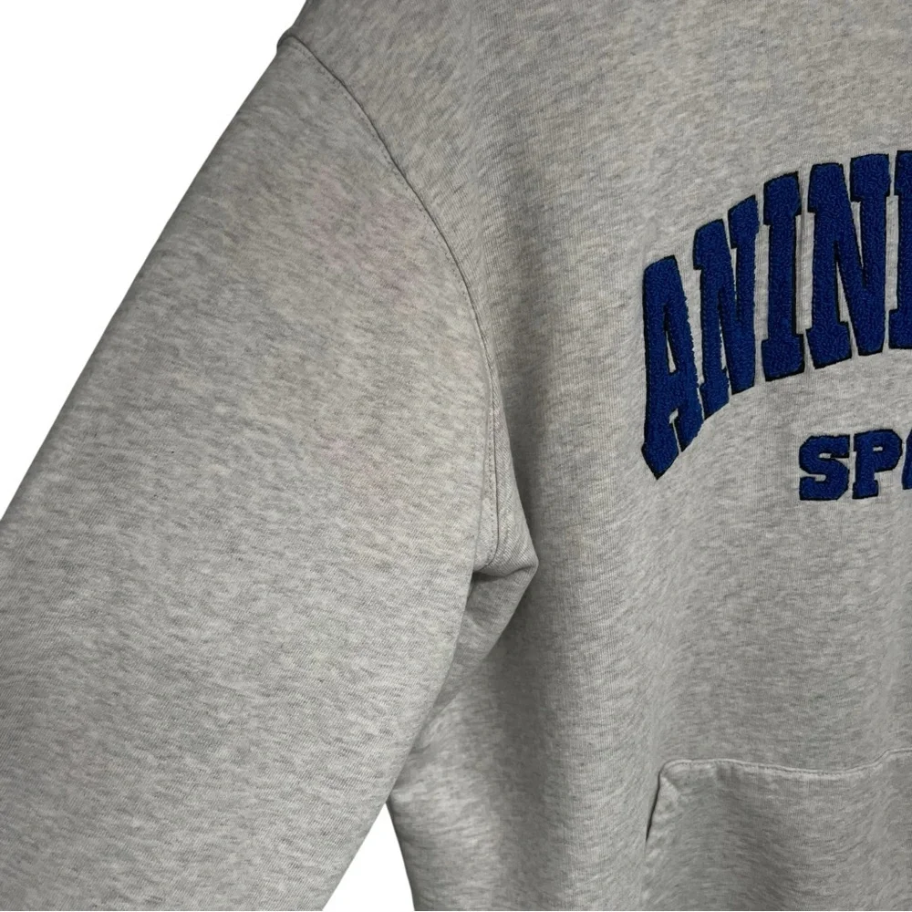 Anine Bing Sport Tyler Hoodie Grey Heather Logo Oversized Sweatshirt Women’s XS - Picture 13 of 13